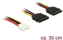 Delock Tápkábel 4 tűs Floppy-csatlakozóhüvellyel > 2 x 15 tűs SATA-csatlakozóhüvellyel, 30 cm (84859)