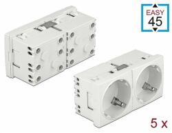 Delock 45 x 45 mm méretű, 2 modulos, bővíthető, 45 elrendezésű Easy 45 földelt hálózati csatlakozóa (81325)