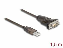 Delock Adapter A-típusú USB 2.0 - 1 x soros RS-232 D-Sub 9 tűs apa anyacsavarokkal 1, 5 m (62645)
