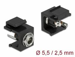 Delock Keystone modul, DC 5, 5 x 2, 5 mm-csatlakozóhüvely, fekete (86850) - dellaprint