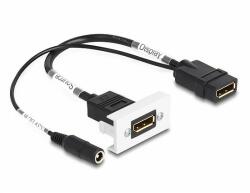 Delock Easy 45 DisplayPort 4K 60 Hz modul DC töltéssel 2, 1 x 5, 5 mm és rövid kábel, 22, 5 x 45 mm (81385)