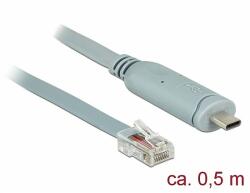 Delock Adapter USB 2.0 C-típusú apa > 1 x soros RS-232 RJ45 apa 0, 5 m szürke (89917) - dellaprint