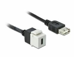 Delock Keystone modul, USB 2.0 C-csatlakozóhüvely > USB 2.0 A-csatlakozóhüvely, kábellel (86391) - dellaprint