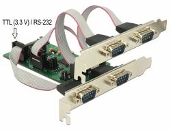 Delock PCI Express Kártya > 3 x soros RS-232 + 1 x TTL 3, 3 V / RS-232 tápellátással (62922)