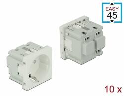 Delock 45 x 45 mm méretű, Easy 45 földelt hálózati csatlakozóaljzat, 10 db. Fekete (81320)