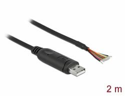 Delock Adapter cable USB 2.0 Type-A to Serial RS-232 with 9 open wires + Shielding 2 m (90416)