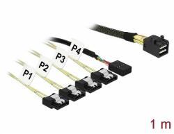 Delock Kabel Mini SAS HD SFF-8643 > 4 x SATA 7 Pin + Sideband 1 m Metall (85732) - dellaprint