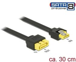 Delock Hosszabbító kábel 6 Gb/s SATA kimeneti > SATA apa 8 tűs tápcsatlakozó retesszel, hossza 30 cm (84946) - dellaprint