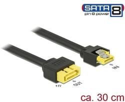 Delock Hosszabbító kábel 6 Gb/s SATA kimeneti > SATA apa 8 tűs tápcsatlakozó retesszel, hossza 30 cm (84946)