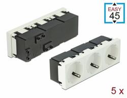 Delock 45 x 45 mm méretű, 3 modulos 45 elrendezésű Easy 45 földelt hálózati csatlakozóaljzat 5 dara (81323)