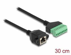 Delock RJ45 kábel Cat. 6 anya - Terminal Block Adapter beépíthető, 30 cm hosszú, 2 részes (66054)