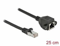 Delock Hálózat bővítő kábel S/FTP RJ45 apa - RJ45 anya Cat. 6A, 25 cm hosszú, fekete (86998)