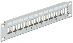 Delock 10 Keystone Patch Panel 12 portos fém, szürke színű (43327)