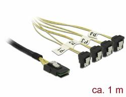 Delock Kábel Mini SAS SFF-8087 > 4 x SATA 7 érintkezős hüvely 90 fokban ívelt 1 m (85687)