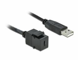 Delock Keystone modul, USB 2.0 C-csatlakozóhüvely > USB 2.0 A-csatlakozódugó, kábellel (86378) - dellaprint