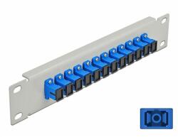 Delock 10 üvegszálas patch panel 12 portos SC Simplex kék 1U szürke (66781)