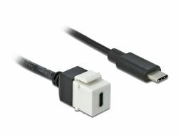Delock Keystone modul, USB 3.0 C-csatlakozóhüvely > USB 3.0 C-csatlakozódugó, kábellel (86399) - dellaprint