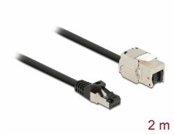 Delock Kábel RJ45 apa - Keystone modul RJ45 anya Cat. 6A, 2 m hosszú, fekete (87028) - dellaprint