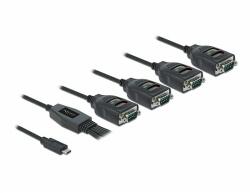 Delock Átalakító USB Type-C 4 x Soros RS-232 DB9 15 kV ESD védelemmel (90495) - dellaprint