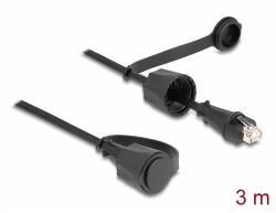 Delock hálózati kábel RJ45 csatlakozó RJ45 dugóhoz Cat. 6 STP védőkupakkal kültéri IP68 por- és vízálló fekete 3 m (80168)