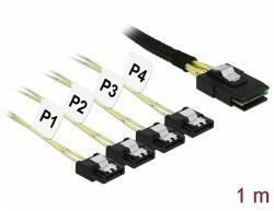 Delock Kábel Mini SAS SFF-8087 > 4 x 7 tűs SATA 1 m fém (85731) - dellaprint