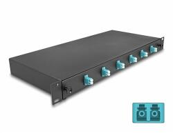 Delock 19 optikai szálösszefűző doboz 6 db. LC Duplex OM3 1U teljes elrendezés kész az összefűzésre (66998)