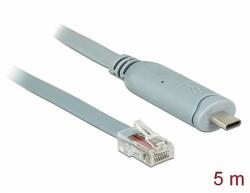 Delock Adapter USB 2.0 C-típusú apa > 1 x soros RS-232 RJ45 apa 5, 0 m szürke (89892)