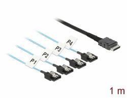 Delock Kábel OCuLink SFF-8611 > 4 x 7 tűs SATA 1 m fém (85829) - dellaprint