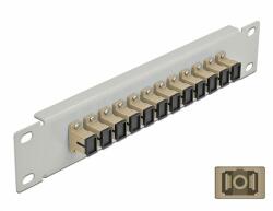 Delock 10 üvegszálas patch panel 12 portos SC Simplex bézs 1U szürke (66783)