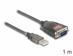 Delock Adapter A-típusú USB 2.0 - 1 x soros RS-232 D-Sub 9 tus apa LED-del 1m (61400)