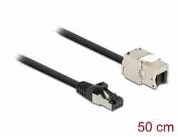 Delock Kábel RJ45 apa - Keystone modul RJ45 anya Cat. 6A, 50 cm hosszú, fekete (87025) - dellaprint