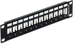Delock 10 Keystone Patch Panel 12 portos fém, fekete színű (43326)