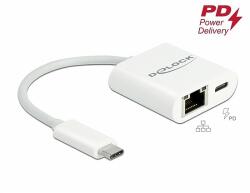 Delock USB Type-C adapter Power Delivery porttal Gigabit LAN 10/100/1000 Mbps fehér (65402) - dellaprint