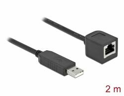 Delock Soros kapcsolati kábel FTDI chipszettel, USB 2.0 A-típusú apa - RS-232 RJ45 anya, 2 m hosszú, (64165)