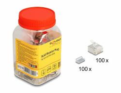Delock RJ45 Moduláris csatlakozó Cat. 6A vékony és lapos kábelekre 100 db. -os szett (67019)