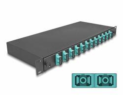 Delock 19 optikai szálösszefűző doboz 12 db. SC Duplex OM3 1U teljes elrendezés kész az összefűzésre (67007)