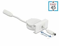 Delock Easy 45 modulos visszahúzható kábel DC 5, 5 x 2, 1 mm anya / apa fehér (81377)