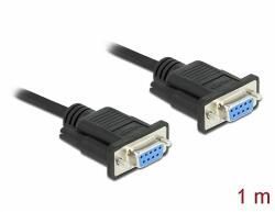 Delock Soros RS-232 D-Sub 9 kábel anya - anya null modem vékony csatlakozó kerettel - CTS / RTS auto (87786)