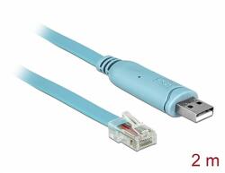 Delock Adapter USB 2.0 A-típusú apa > 1 x soros RS-232 RJ45 apa 2, 0 m kék (64185)