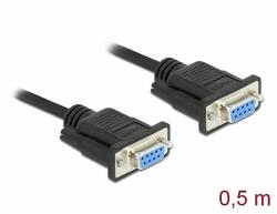 Delock Sub D9-es, null modemű, RS-232 soros kábel, anya-anya, 0, 5 m (86614)