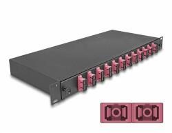 Delock 19 optikai szálösszefűző doboz 12 db. SC Duplex OM4 1U teljes elrendezés kész az összefűzésre (67008)