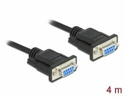 Delock Sub D9-es, null modemű, RS-232 soros kábel, anya-anya, 4 m (86620)