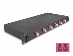 Delock 19 optikai szálösszefűző doboz 6 db. LC Duplex OM4 1U teljes elrendezés kész az összefűzésre (66999)