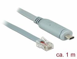 Delock Adapter USB 2.0 C-típusú apa > 1 x soros RS-232 RJ45 apa 1, 0 m szürke (89893) - dellaprint