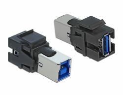 Delock Keystone modul, USB 3.0 A-csatlakozóhüvely > USB 3.0 B-csatlakozóhüvely, fekete (86395)