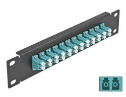 Delock 10 üvegszálas patch panel 12 portos LC Duplex vízkék 1U fekete (66768)