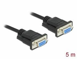Delock Sub D9-es, null modemű, RS-232 soros kábel, anya-anya, 5 m (86607)