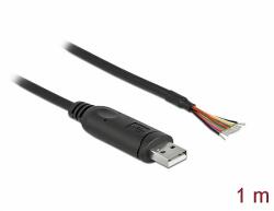 Delock Adapter cable USB 2.0 Type-A to Serial RS-232 with 9 open wires + Shielding 0.5 m (90524)