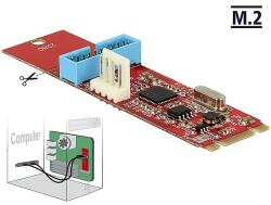 Delock Átalakító, M. 2 aljzat B+M nyílással, csatlakozódugó > 1 x USB 3.0-s csatlakozósor (62842)