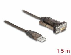 Delock Adapter A-típusú USB 2.0 - 1 x soros RS-232 D-Sub 9 tűs apa csavarokkal 1, 5 m (62646)